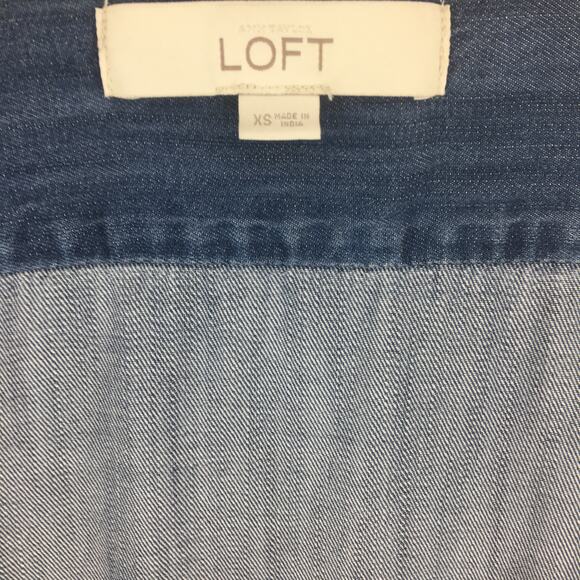 Anne Taylor LOFT Blue Chambray Button-Up Shirt Dress Women's Size  XS - Picture 10 of 16